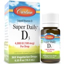 Carlson Super Daily D3 4 000 IU (100 μg), Heart & Immune Health, Teeth & Bone Strength, Unflavred, 365 kvapky