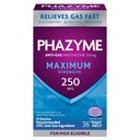 Phazyme Maximum * Sila Anti-Gas 250 mg Simeticone Gas Relief pre dospelých, Rýchle gély Rýchle odparovanie, Tlak & nepohodlie, 36 Počet