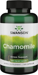 Swanson harmanček podpora stresu - Made with German harmanček kvet - Bylinný doplnok na podporu stresu, relaxáciu a podporu spánku - pomáha ľahké telo a myseľ - (120 Kapsule)