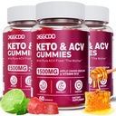 (3 balenia) Keto ACV Gummies Extreme 1500MG Keto Gummies jablkový Cider Ocogar Formulovaný s granátovým jablkom Beet Juice prášok B12 Vegan Non GMO 180 Gummy