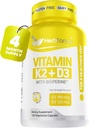 Podpora imunitného systému Vitamín K2 (MK7) s D3 5000 Iu doplnok + Bioperín (čierna paprika) 