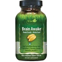 Irwin Naturals Brain Prebuďte sa - 60 Liquid Softgels - Posilnený duševný výkon, zvýšené zameranie, jasnosť a koncentrácia - Noottropic Booster s L-Theanine, Bacopa, MCT