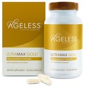 AGELESSTM: UltraMAX GoldTM Kapsule, HGH Anti-Aging Supplement for Women, Slows Cellular Aging, Supports Immune Health, Smooter Skin Tone and Restorian Sleep, Weight Management, 90 Kapsule
