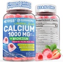 Vápnik doplnky pre ženy, muži - Lipozomálne vápnik 1000 mg s vitamínom D3 K2, Magnéziumglycinát, zinok, bór, kremík pre zdravie kostí - cukor bez vápnika Magnézium Zinok Gumies, Vegan, 60 Počet