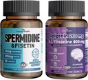 Apigenin 200 mg s L- Theanine 400 mg + Spermidin 20 mg & Fisetin 300 mg - Ultimate Relaxation, Longevity & Aging Defense Bundle 