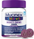 Mucinex Detské Mighty Chews Nighttime Kids Cough Medicine, Easy to Dose Cough Supressant with Dextrometorfan, Kids Travel Medicine for Cough, Mixed Berry Flavor, 16 Medied Chewable Tablets
