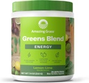 Amazing Grass Greens Blend Energy: Smoothie Mix, Super Greens Powder & Plant Based Caffeine with Matcha Green Tea & Repee Root Powder, Lemon Lime, 30 Servings (Packaging May Vary)