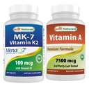 Najlepšie prírodné vitamín K2 (MK7) s D3 a vitamín A 25000 IU