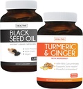 Bundle of Turmeric & Ginger & Black Seed Oil - Golden Harmony Blend - Turmeric & Ginger s 95% Curcuminoids & Bioperine (90 Kapsule) & Black Seed Oil (Non-GMO) 100% Cumínový olej so studenou šupkou