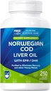 Rite Aid Cod Liver Oil Softgels 250 Počet, s EPA a DHA, Podporuje zdravie srdca, mozgu a zraku