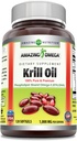 Amazing Omega Krill Oil with Omega 3s EPA, DHA, Fosfolipidy a astaxantín 1000 Mg per Serving 120 softgels Supplement 