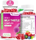 Milk Thitle Gummies, 10 in 1 Bylinné Formula pre čistenie pečene Detox Oprava s púpavkovým koreňom, kurkuma, Artičok Optimálna funkcia pečene a tráviace zdravie zmiešané Berry chuť