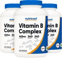 Nutricost Vitamín B komplex vysokej potencie 462 mg, 240 kapsúl (3 fľaše) - s vitamínom C