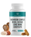 Mozog Booster Mushroom Complex Supplement, Natural Mood Uplifter with 10 Function Huby, Lions Mane, Reishi, Cordyceps a 7 Viac v kapsulách 1330mg Made in USA, 60 Kapsule