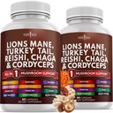 NOVÉ VEK Lions Mane Huba Supplement s Tureckom chvost Reishi Cordyceps Chaga s marshmallow koreň - 120 Počet