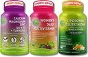 Ženy Multivitamín, vápnik & Lipozomálne Glutatión Trio - Rastlinné vápnik, horčík, zinok, D3, K2 & Turmérium + Ženy Denné Multivitamíny so železom + Lipozomálne Glutatión 500 mg