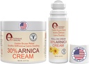Arnica Cream & Arnica Gel Roll-On 2PK pre modriny a opuchy, Soothe Sore svaloviny a kĺby s vitamínom K, 30% Arnica Montana, kyselina hyalurónová a L-arginín