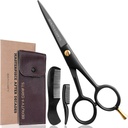 Beauty & Crafts - 5' nemecký medvedík fúzy nožnice - 2 fúzy Comb pre tváre vlasy s krásnym vakom - brada orezávanie nožnice použitie pre úpravu fúzov, rezanie a styling (čierna)