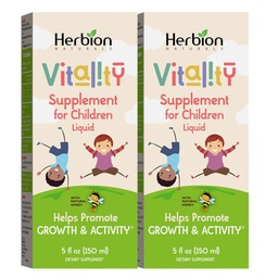 HERBION Naturals Vitality Doplnok pre deti, podporuje rast a chuť k jedlu, zmierňuje únavu, zlepšuje duševný a fyzický výkon, pre deti 1 rok a viac, 5 Fl Oz (Stock of 2)