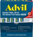 Advil Bolesť Reliever a horúčka Redukcia, Bolesť Relief Medicína s Ibuprofenom 200 mg pre bolesti hlavy, Backache, Menstrual Bolesť a bolesť kĺbov Relief - 50x2 obalené tablety