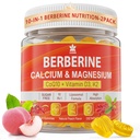 Berberelín Supplement Gummies Sugar Free, Extra Absorpcia s Lipozomálne Berberine & Berberine HCI, Vápnik, horčík, AMPK Activitor pre cukor a úroveň, Immune, Energy, Metabolizmus -Pack of 2