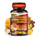 Organické Cayenne Pepper 9IN1 Komplex so škoricou, zázvorom, kurkuma pre celkové zdravie, imunitný systém, Trávenie Wellness (150 Počet (Pack of 1))