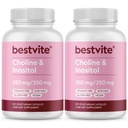 BESTVITE Choline Inozitol 500mg (240 Vegetariánske kapsuly) (120 x 2) - Žiadne stearáty - bez dikalciumfosfátu - žiadne výplne - Vegan - Non GMO - bez lepidla