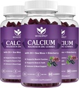 Kalcium Magnézium Zinok Gumies s vitamínom D3 - Vysoko absorpčný komplex kalcium doplnok s morským machom, bazy pre kosti, svaloviny, imunitné, Mood & Sleep Support, Vegan - 60 Gumies (3 balenia)