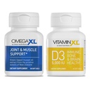OmegaXL Spoločná podpora doplnok - 60 Softgels & VitaminXL D3 Vysoká potencie denný vitamín D 5000 IU 125mcg Imunitná podpora doplnok (30 Softgels) - 2 balenie