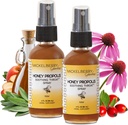 Mickelberry Gardens Honey Propolis Sprej na hrdlo - Upokojujúca úľava na hrdlo a Propolis Imunitná podpora pre dospelých a deti - bylinné a med vzorec (2 oz, 2 balenie)