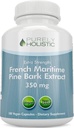 Purely Holistic Pine Bark Extract 350mg 180 Vegan Kapsule 95% Proanthocyanidíny - Francúzska námorná Pine Bark Extract - Non GMO & Pesticides Free Antioxidant Supplement