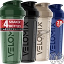 VELOMIX -4 BALENIE- 28 oz Shaker Cups for Protein Shakes - 4x Whisk 