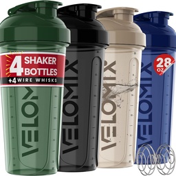 VELOMIX -4 BALENIE- 28 oz Shaker Cups for Protein Shakes - 4x Whisk 