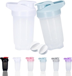 Proteín z fľaštičky pretrepe pohár a 10-Ounce/300ML fľaša z fľaštičky s Whisk guličkami, fľašky s proteínmi z fľaštičky, plastové neBPA (biela+modrá [2PCS) ]