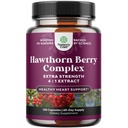 Vysoká sila Hawthorn Berry kapsule - Pure Antioxidant Hawthorn Berry Supplement with Leaf & Flower Extract 4:1 pre Zdravé srdce a zažívanie - Energetická podpora pre mužov a ženy - 120 gróf balenia
