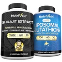 Nutrivein Premium Shilajit Kapsule & Lipozomálne Glutatión Supplement Bundle: Vysokoaboratórne Glutatión Lipozomálne & Shilajit Kapsule pre mužov a ženy - Pečeň, Detox, & Vitality
