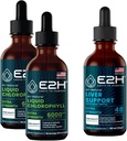 E2H: Chlorofylové tekuté kvapky (2 balenia - 4 Fl Oz) a doplnok na podporu pečene (jednorazová fľaša - 2 Fl Oz)