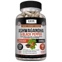 Kaya Naturals Ashwagandha 1300mg, 120 Gróf Kapsule od Stres Relief, Adrenal, Mood & Thyroid Support, Black Pepper and 100% Pure Ashwagandha -120 Kapsule