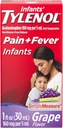 Perorálna suspenzia Tylenolu pre dojčatá Tekutá medicína s acetaminofénom, Baby Fever Reducer & Pain Reliyver for Minor Aches & Pains, Bolesť hlavy a bolesť zubov, Grape Plavor, 1 fl. Oz