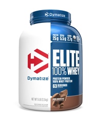 Dymatize Elite 100% Srvátkový proteín prášok, 25g Bielkoviny, 5,5g BCAA & 2,7 L-leucín, Rýchle Absorbovanie a rýchle trávenie pre optimálnu svalovú regeneráciu, bohatá čokoláda, 5 libry (63 porcií)