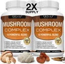 Toplux Huba Supplement Lions Mane & Cordyceps Reishi Chaga 10 Organic Mushroom Blend na podporu imunitného systému, pamäte, zaostrenie a zvýšenie energie, pre mužov Ženy, 60 Kapsule