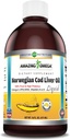 Amazing Omega Norwegian Cod Liver Oil 16 Oz 473 ml Supplement 