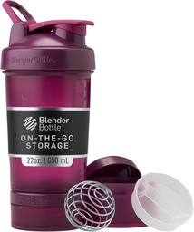 BlenderBottle Shaker fľaša s pilulkou Organizátor a skladovanie pre proteínový prášok, Classic V2 ProStak System, 22-Ounce, Plum