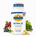 Jednoduchý sľub - Xetina 20TM Lutein a Zeaxantin Doplnky - Nevyhnutná podpora pre zdravie očí s vitamínmi E, Eyebright, Zinok, výťažok z hroznových semien, Rutin a čučoriedky - 60 kapsúl