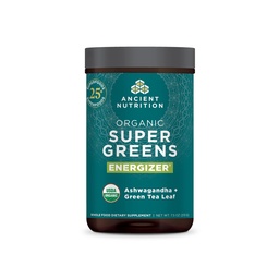 Staroveká výživa Organické Supergreens Energizer Powder s probiotikami a B12, vyrobené z reálneho ovocia, Zelenina a bylinky, pre trávenie, detoxikácia a energetická podpora, 25 Servisov