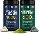 (Bundle) Chlorofyl a L Tyrozín Kapsule - Prírodná energia, odolnosť a zaostrenie doplnok - 600 mg Chlorofyl pre sviežosť + 1000 mg L-tyrozínu pre zaostrenie a duševnú jasnosť - vyrobené v USA
