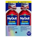 Vicks NyQuil SEVERE Cold, Flu, and Congestion Medicine, 2x12 fl oz Twin Pack, Berry Flavor, Maximálna sila, Nočná úľava
