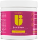 Univerzálny U Boost & Focus Powder, Zvýšenie energie a kognitívny výkon, Pre cvičenie, Vlastné dávkovanie, VIT B12, Niacin, Choline, L-Tyrosine, Žiadne umelé príchute, 30 Slúži (Mango Twist)