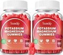 Magnézium Draslík Gumies, Svalové a srdcové zdravie, Noha Cramps and Sleep, Drasel Supplements Vegan Gummy Non-GMO Gluten Free 60 Gummies-2 Balenie, Malinová