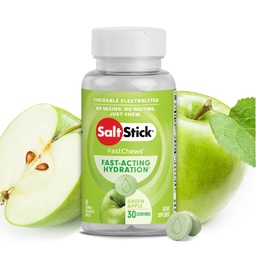 SaltStick Electrolyte Fast Chews - 60 Green Apple Chewable Electrolytes - Soľné tablety na beh a hydratáciu, Electrolyte Chews - 60 grófov
